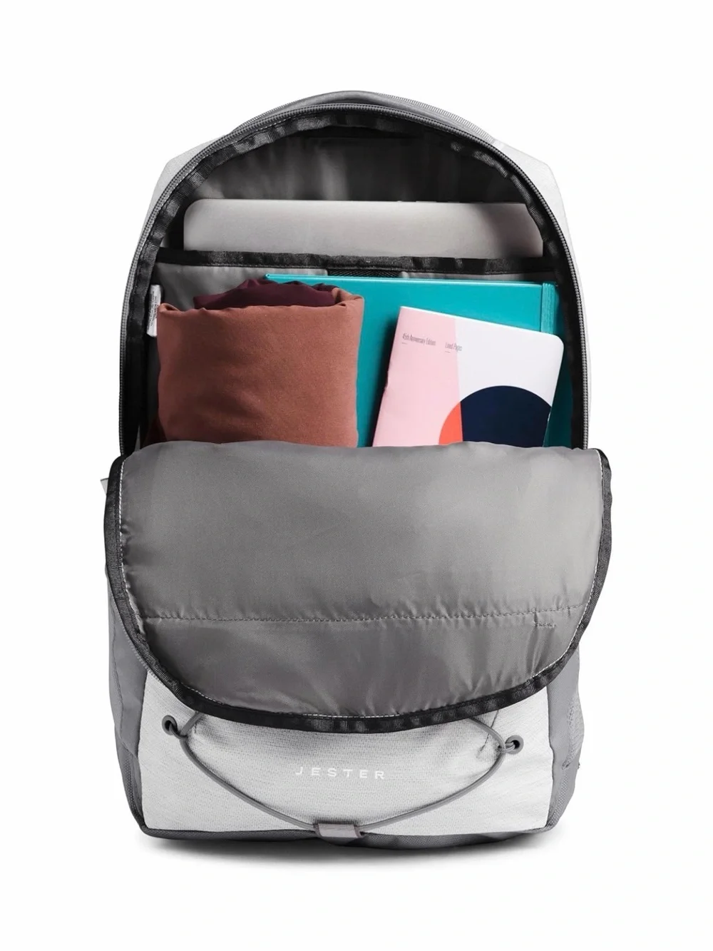 The North Face Jester Backpack in Light Gray and Gray Accents